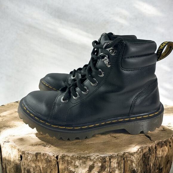 Dr Martens Foara Mid Top Leather Boots Black Chunky Platform Women's Size 5 - Picture 1 of 16